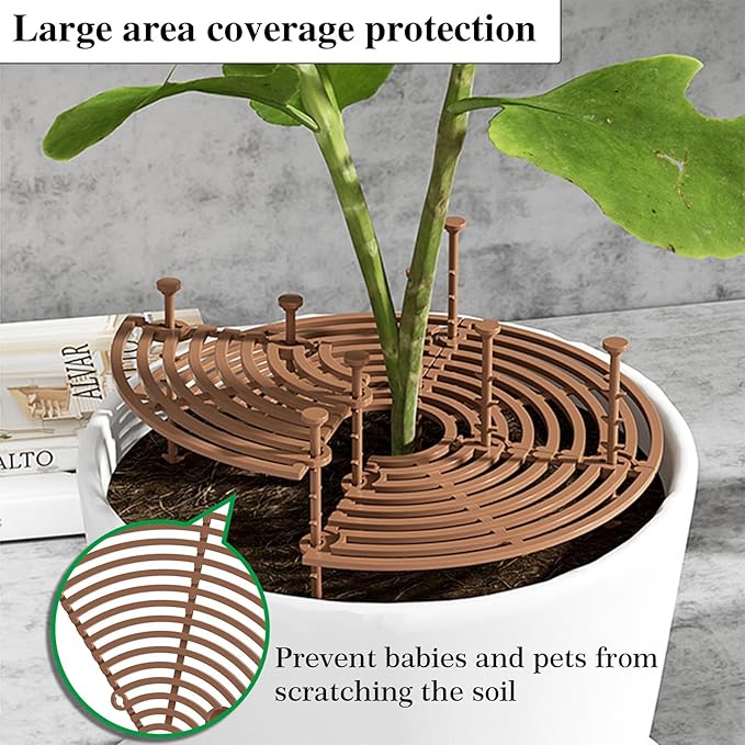 20.5 Inch Plant Pot Cover from Animals, Cuttable Plant Pot Grid with Stakes, Round Flower Pot Soil Cover Protector, Keep Cats Out of Potted Plants for Indoor Outdoor Protection