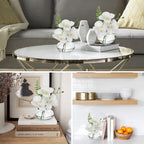 Oairse White Orchids Artificial Flowers Faux Orchids Arrangement in Clear Glass Vases Set of 3 Real Touch Phalaenopsis Orchid Flowers Small Fake Orchid Centerpiece for Dining Room Table