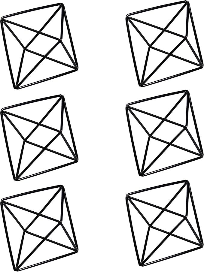 6-Pack Geometric Wire Air Plant Holders, Small Black Metal Tillandsia Stands for Desk Decor, Himmeli Planter Rack for Home & Office – Cute Display for Small/Medium Air Plants