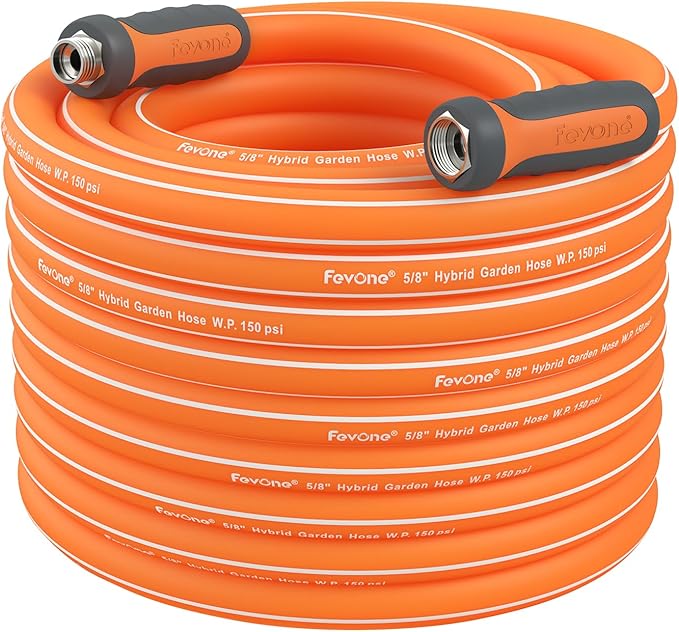 Fevone No Kinking Water Hose, Flexible Garden Hose, Drinking Water Safe Hose, 5/8 Inner Diameter Hose, 3/4 Aluminum Fittings with Swivel Handles (80 ft)