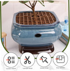 2PCS 12 Inch Square Plastic Plant Pot Covers with Non‑Slip Stakes, Cuttable Animal Protection for Indoor & Outdoor Flower Pots