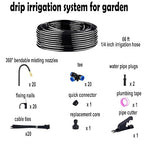 Drip Irrigation System for Garden, 66 ft Garden Watering System Drip Irrigation Kit, with 20pcs 360° Bending Mister Nozzles, for Lawn Yard Flower Green Houses Plants