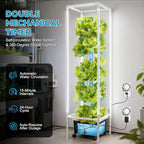 JESLED Hydroponic Tower with 5000K Full-Spectrum Grow Lights, Dual Timers for Auto Watering & Lighting, Hydroponics Growing System with 20L Water Tank, High 66.2", Home Indoor Garden