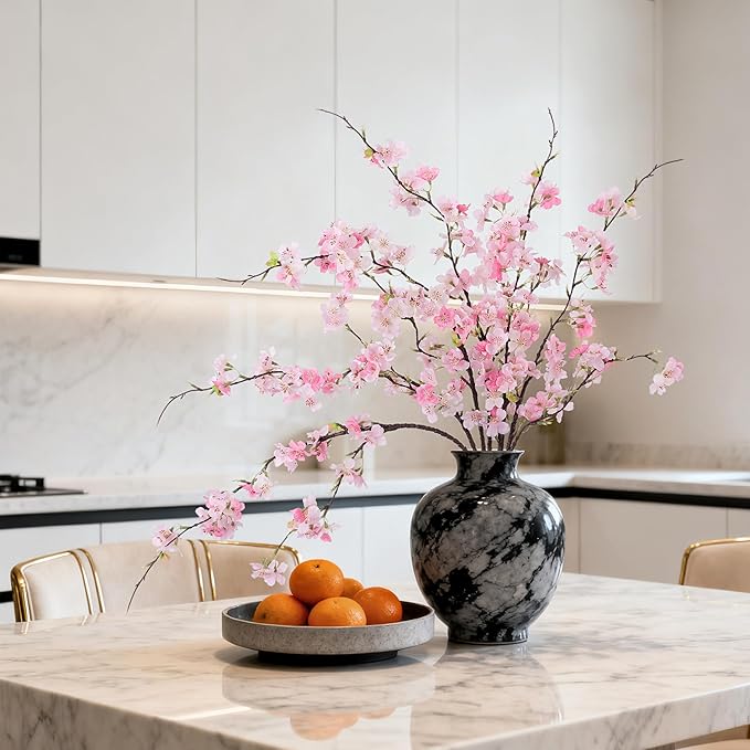 INXUGAO 6 PCS Faux Cherry Blossom Branches Decor 31.5 Inch Long Stems Fake Artificial Flowers for Home Indoor Decoration Vase Arrangement Living Room Table Bedroom Spring Decor