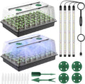 Pawfly 2 Pack Seed Starter Kit, 120 Cells, Seed Starter Trays with Adjustable Grow Light Bars & 4" Humidity Domes, Indoor Seedling Starter Trays, Reusable Plant Germination Trays, Seed Starting Trays