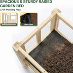 Raised Garden Bed for Small Balcony, 28.3''x16.3''x23.6'' Wood Planter Box with Transparent Window, Drainage Holes, Storage Shelf, Garden Beds Flower Stand Patio Kitchen, Gift for Gardening