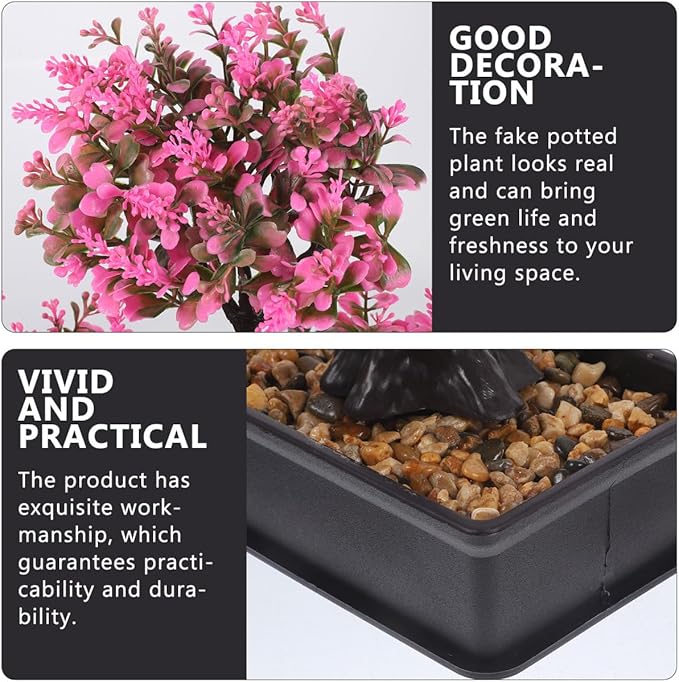 Artificial Bonsai Tree, Fake Potted Bonsai Plants Decoration, Simulation Faux Plants Decor, Desktop Realistic Welcoming Pine Ornament for Home Office Entryway Chests Decor, Pink