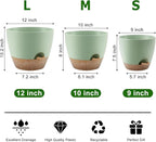 Plant Pots 12/10/9 Inch Self Watering Pots, Set of 3 Plastic Planters with Drainage Holes and Saucers,Plastic Flower Pots,Nursery Planting Pot for Indoor Out Door Plants(Green)