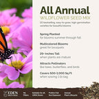 Eden Brothers All Annual Wildflower Mixed Seeds for Planting, 1 lb, 480,000+ Seeds with Sunflower, Indian Blanket, Scarlet Flax | Attracts Pollinators, Plant in Spring, Zones 3, 4, 5, 6, 7, 8, 9, 10