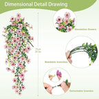 Artificial Flowers for Outdoors Spring Decor, 6 Bundles UV Resistant Realistic Faux Silk Hanging Flowers, Fake Plants for Planter Indoor Outside Garden Porch Patio Balcony Yard Farmhouse