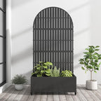 Casaphoria Metal Raised Garden Bed with Trellis and Wheels, 72"x35"x16" Arched Planter Box for Climbing Plants, Vegetables & Vines, Features Drainage Holes and Privacy Screen (Black-Fence)
