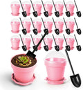 20 Pcs Nursery Pots with Humidity Dome, Cupcake Plant Nursery Pots with Bring A Plate and Shovel, Planting Cups for Seeds for Indoor Gardening and Plant Propagation(Pink)