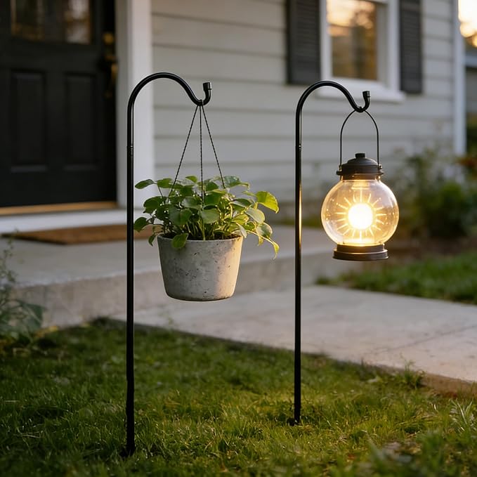 Urban Deco 4PK Heavy Duty Shepherds Hook, 37' Inch Tall Adjustable Height Shepards Hooks for Outdoor, Plant Hangers Garden Stakes, Plant Hooks Pole for Wedding, Garden, Outdoor