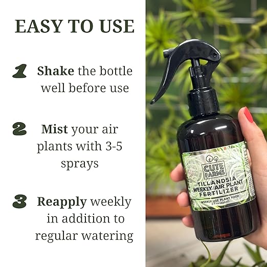Cute Farms Tillandsia Air Plant Fertilizer | Gentle Weekly Use Formula Plant Food | Formulated Nutrients for Air Plants (Two - 8 oz. Spray Bottle)