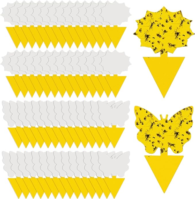 58 Pack Yellow Sticky Gnat Traps for Plants - Fungus Gnat Killer, Fruit Fly Traps for Indoors, Gnat Sticky Traps for Plants, Non-Toxic Kid and Pet Safe, Sunflower + Butterfly Shapes