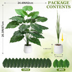 28'' Fake Plants Large Artificial Tropical Plants Indoor Tall Plant, with White Planter Ideal, for Home Living Rooms, Patios, Porches, Bathrooms, and Outdoor Decor