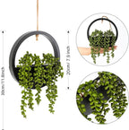 Artificial Hanging Plants Hanging Planter Fake Succulents Artificial String of Pearls with Pot and Lanyard for Home Office Wall Decoration