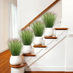 36Pcs Artificial Grass Plants Outdoor Faux Shrubs Wheat Grass Green Onion Grass Artificial Greenery Tall Stems for Indoor Outdoor Office Home Decor（Green Red Tail）