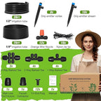 MIXC Greenhouse Micro Drip Irrigation Kit Automatic Irrigation System Patio Misting Plant Watering System with 1/4 inch 1/2 inch Irrigation Tubing Hose Adjustable Nozzle Emitters Barbed Fittings