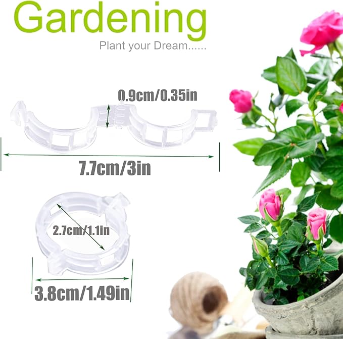 50pcs Plastic Support Clips - Tomato Clips for String Trellis, Grape Vine Clips for Garden Netting Climbing Plants, Secured Plastic Plant Clip for Fixing Stem and Vine (50, White)