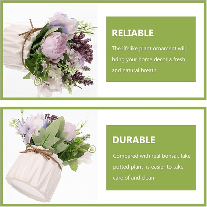 Artificial Hydrangea Orchid Potted Plant, Purple Simulation Plant Decor, Faux Bonsai for Home Living Room Table Decoration, 1pcs Artificial Greenery