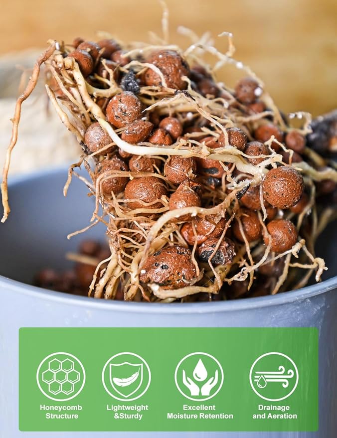 TOYPOPOR Leca Clay Pebbles for Plants, (6 Quarts) Leca Balls, Lightweight Clay Ball, Potting Mix, Grow Media Used for Drainage, Decoration, Aquaponics, Hydroponics and Other Gardening Essentials