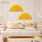 50PCS Pampas Grass Decor, 17" Yellow Pompas Grass, Fluffy Small Pampas Grass for Vase Filler Home Wedding Wall Table Party Decoration