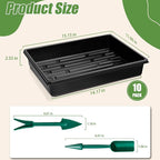mwellewm 10 Pcs Seed Starter Tray Kit 1014 Seed Starting Trays Square Seedling Plant Tray Planting Sturdy Microgreens Growing Trays Reusable Germination Tray Indoors No Holes, 14x11x2.5In