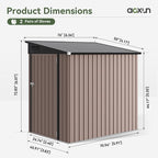 Aoxun 6' x 4' Lean to Shed Outdoor Steel Garden Utility Cabinet with Lockable Door Waterproof & Rust-Proof for Yard, Patio, Backyard (Brown)