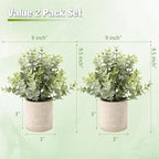 ALAGIRLS 2 Pack Small Fake Plants, 10" Artificial Eucalyptus Plants Indoor, Small Faux Plants in Pulp Pot for Bathroom Bedroom Kitchen Office Living Room Decor