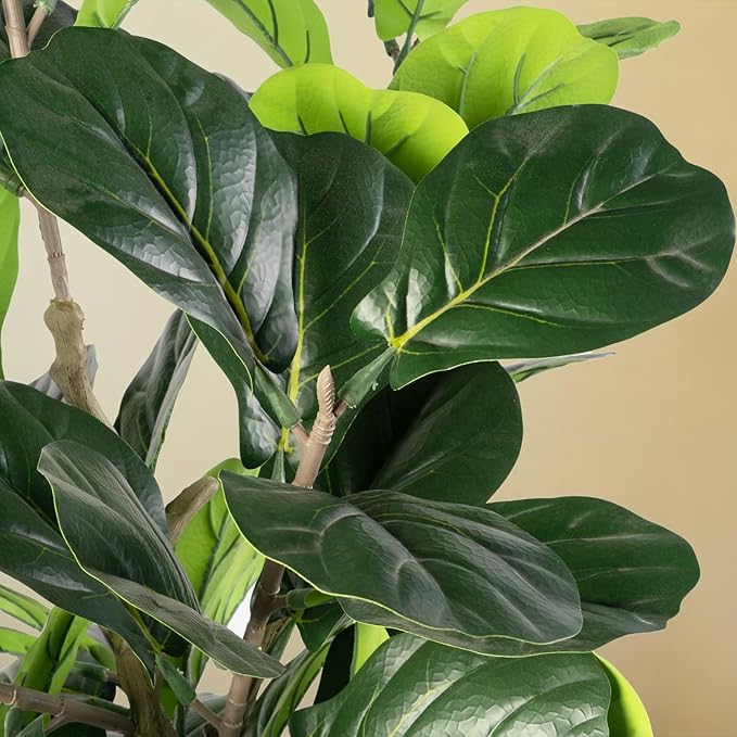 Artificial Fiddle Leaf Fig Tree, 6FT Faux Ficus Lyrata Plant Tall Fake Tree for Home Decor Artificial Tree for Indoor Office Living Room (Fiddle Leaf Fig Tree, 6 FT)