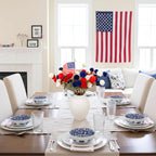 Red White and Blue Artificial Flower Arrangement 12 Stems with American Flag, 4th of July Table Decorations Centerpiece for Patriotic Home Decor, Independence Day Party, Memorial Day Decor