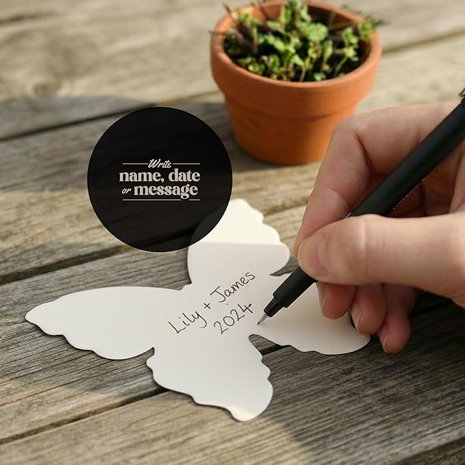 Set of 48 Pink Butterfly Seed Paper – Writable & Plantable Wildflower with Envelopes & Planting Guides, Mom's Gift for Mother’s Day, Use for Wedding, Baby Shower, Party Favors & Easter Decorations