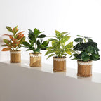 Nubry Fake Plants Artificial Potted Plants with Weaved Pot for Shelf & Table Desk | Perfect for Home Office Bathroom Farmhouse Room Coffee Table Decor 10‘’