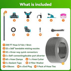 360°Adjustable Drip Irrigation System 200FT,5/16" Extra Long Garden Watering Kit with 32 Copper Nozzles,141Pcs Drip Irrigation Kit，Automatic Atomizing Plant Sprinkler for Large Yard, Greenhouse, Lawn