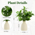 16" Artificial Eucalyptus Stems Potted Plant Indoor Fake Plants - Realistic Greenery with Vase, Small Artificial Office Desk Plants in Pots for Home Decor Weddings Centerpieces