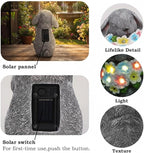 PETAFLOP Solar Garden Statues Outdoor Decor, Rabbit Figurines with Flowers for Patio Balcony Lawn Yard Decorations, Birthday Housewarming Gifts for Women Mom Grandma