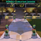 2 Pack Outdoor Solar Floor Lamp with Plant Stand, Waterproof Metal Garden Lights with 2-Tier Shelves, Decorative LED Cordless Patio Lamp for Porch, Deck, Balcony, Yard & Corner Decor (Bronze)