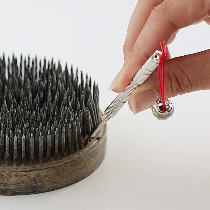 Wazakura Ikebana Kenzan Pin Cleaning and Straightener 2.6"(70mm) Made in Japan, 2-in-1 Repair Tool for Flower Holder Pin Frogs, Stainless Steel