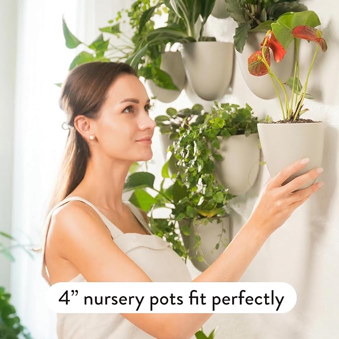 Make Good PlantPod Luxe Self-Watering Wall Planters (Set of 3, Stone) - Easy to Water and Install - Lightweight - Design Your Own Vertical Garden - Wall Planters for Indoor Plants