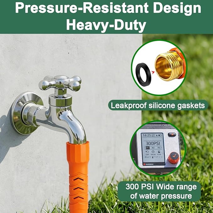 50FT Flexible Lightweight Garden Hose w/ 10Pattern Spray Nozzle,3/4 Inch,2026 Braided Garden Hose,Triple Latex Core,No-Kink,Anti-Burst,Leak-Proof,Easy Use&Storage,Portable (50 FT)