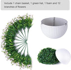 HyeFlora Artificial Fake Hanging White Flowers Plants Basket for Outdoor Outside Fall Winter, Faux Silk Daisy UV Resistant Look Real for Christmas Porch Patio Balcony Home Yard Decoration