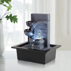 WICHEMI Tabletop Water Fountain with LED Lights Indoor Waterfall Fountains Relaxing Water Feature Indoor Fountains Zen Meditation Desktop Fountain for Home Office Bedroom Decor (Style 6)