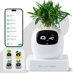 Smart Planter with App Control, Self-Watering AI Plant Pot with LCD Display, Interactive Desk Plant Companion for 100+ Plants, Smart Indoor Planter with Pomodoro Timer,80ml Reservoir,Calendar-White