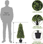3ft Artificial Boxwood Topiary Trees (Set of 2) - UV Resistant Faux Plants Outdoor, Realistic 36in Fake Cone Bushes and Shrubs for Front Porch, Planter, Patio, Evergreen