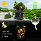 ASAWASA Flocked Mushroom Fairy Garden House with Solar Light,Funny Statue Sculptures for Garden Decor,Exquisite Cottage Figurines for Patio Lawn Yard Gift Decoration