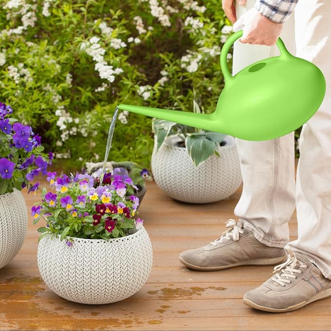 ZXJ Small Plastic Watering Can - 1/4 Gallon - for Home Plant Garden - Green