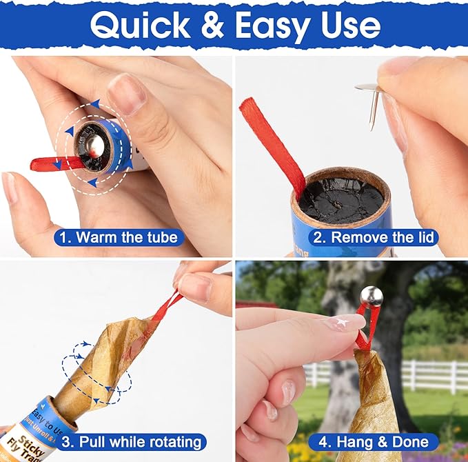 Dwcom 40 Pack Fly Trap, Fruit Fly Traps Indoor for Home, Fly Catcher Fly Strips Fly Tape Fly Paper Fly Ribbon Fly Traps Outdoor, Flying Insect Trap, Gnat Trap for Bug, Insect, Pest, Mosquito