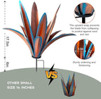 TOMBABY Enlarge Thickened Wind Resistant Metal Agave Garden Art Metal Plant Country Sculpture Statue Outdoor Decoration Agave Metal Plant Courtyard Garden Lawn Ornament Gift (1, 12 Leaves Blue)