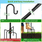 94" Heavy Duty Shepherds Hooks for Outdoor, Bird Feeder Pole with 5 Prong Base, Adjustable Height Shepherds Hook for Hummingbird Feeder, Bird Feeder, Plant, Wind Chimes,Lanterns,Wedding Decor (1 Pack)